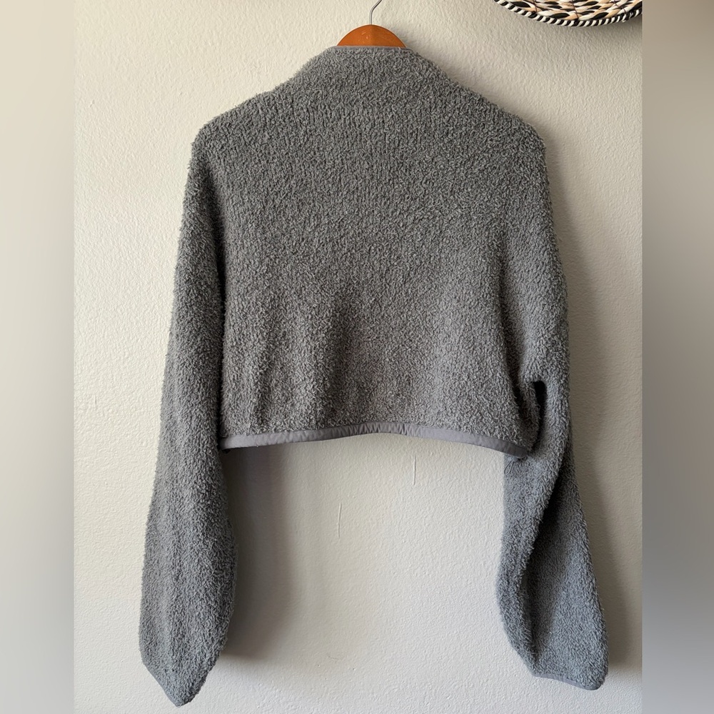 SKIMS Cozy Knit Cropped Pullover Soft Teddy Sherpa Gray Women’s Large XL - Picture 6 of 11